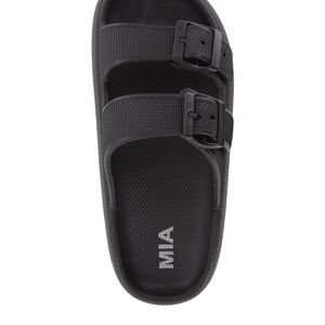 NWOT MIA Black Double-Strap Slide Sandal with Buckles